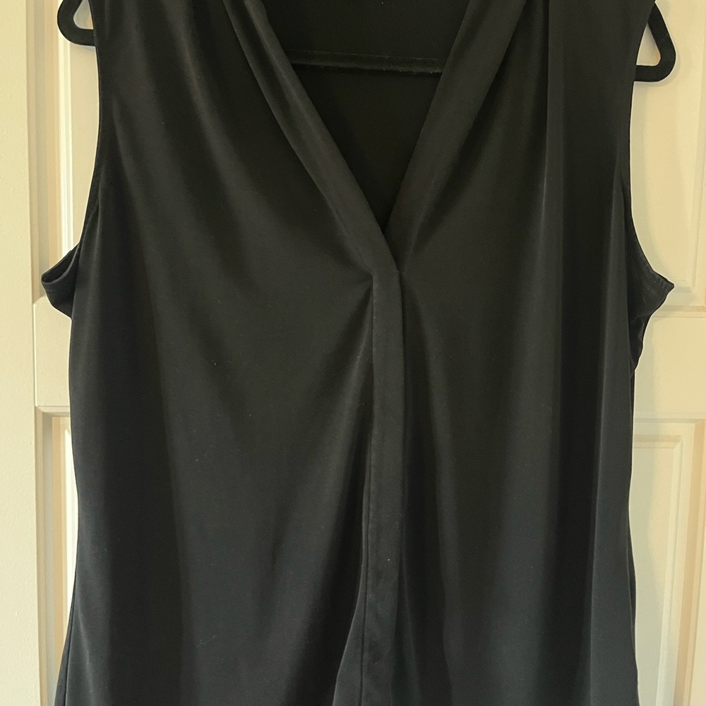 Calvin Klein Black Wrap Blouse with Sleeves